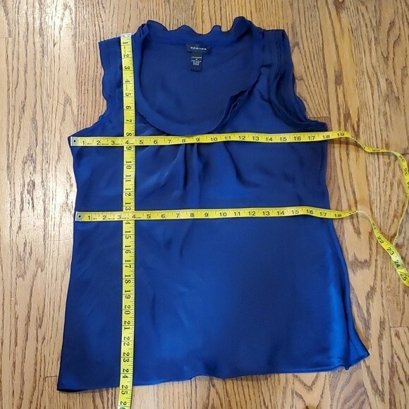 SPENSE BLUE SATIN BIAS CUT SLEEVELESS BLOUSE SIZE MEDIUM - Picture 6 of 7